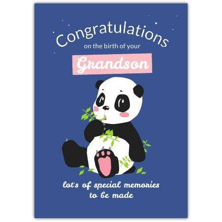 Baby Congratulations Blue Panda Greeting Card