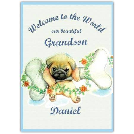 Baby Welcome Puppy & Bone Greeting Card