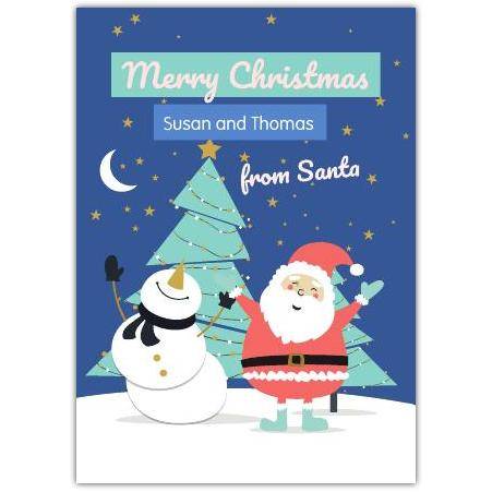 Christmas Santa & Snowman Greeting Card