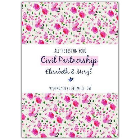 Partnership Pretty Pink Flowers Greeting Card