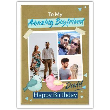 Happy Birthday Boyfriend Birdy Photo Greeting Card