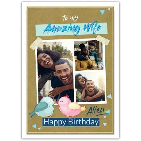 Happy Birthday Wife Birdy Photo Greeting Card