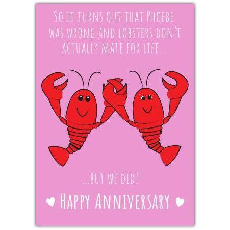 Anniversary Lobster Friends Funny Greeting Card