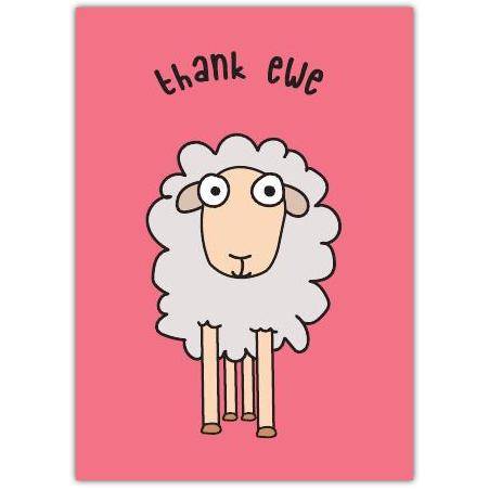 Thank You Ewe Sheep Pink Greeting Card