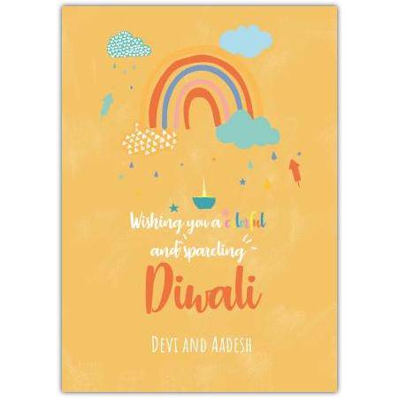 Happy Diwali Lights Rainbow Greeting Card