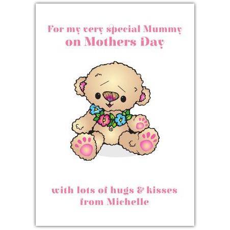 Mothers Day Flower Teddy Greeting Card