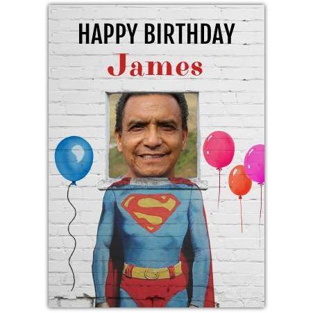 Superman Photo Upload Birthday Card