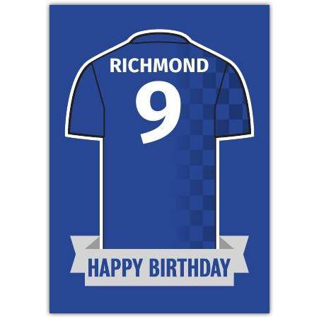 Blue Happy Birthday Football Card