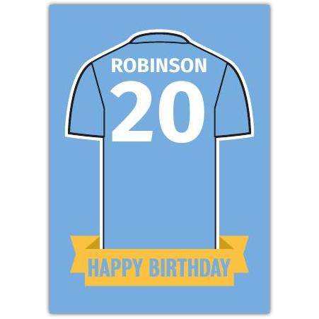 Light Blue Happy Birthday Football Card