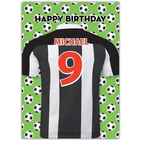 Black/White Happy Footballs Birthday Card