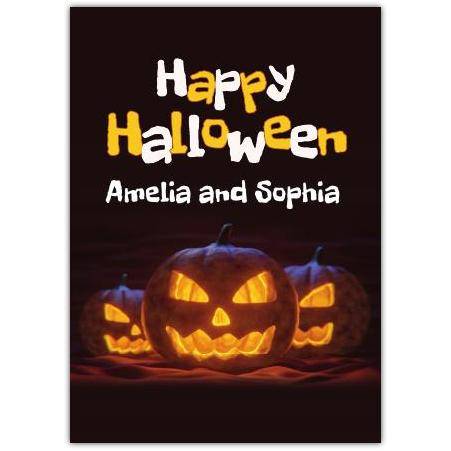 Happy Halloween Three Pumpkins Card