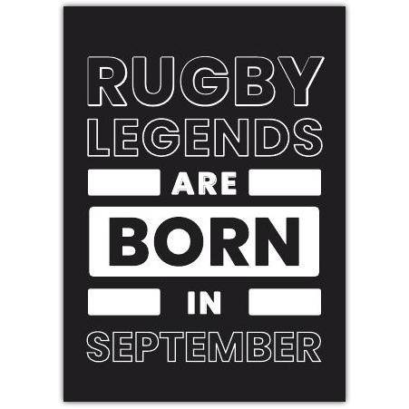 Happy Birthday Rugby Legend Black Greeting Card