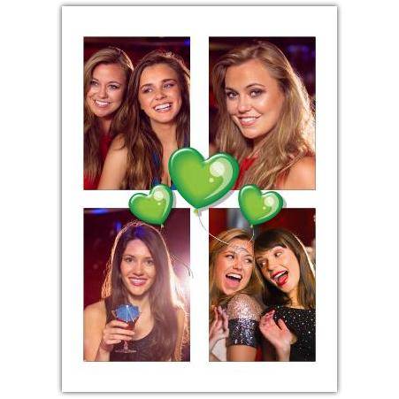 Photo Upload Green Balloon Greeting Card