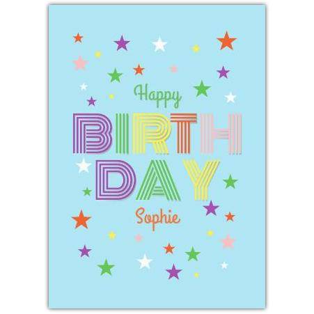 Happy Birthday Colourful Stars Greeting Card