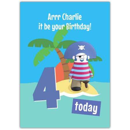 Pirate Island 4th Birthday Card