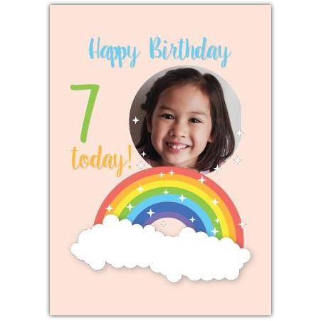 Rainbow, Stars And Cloud 7th Birthday Card