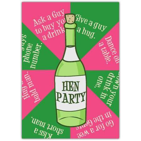 Spin The Bottle Hen Party Card