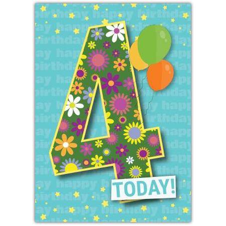 Happy Birthday 4 Today Greeting Card