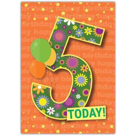 Happy Birthday 5 Today Greeting Card