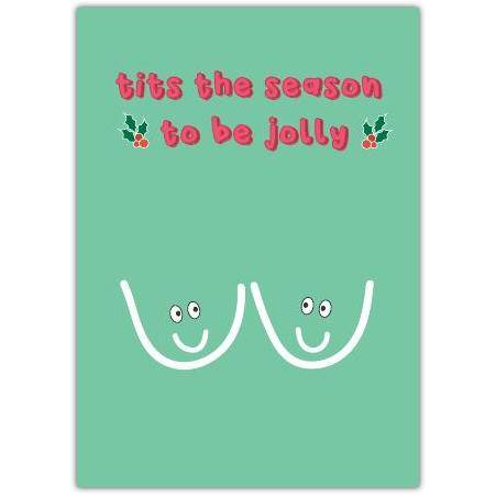 Christmas Rude Boobies Greeting Card