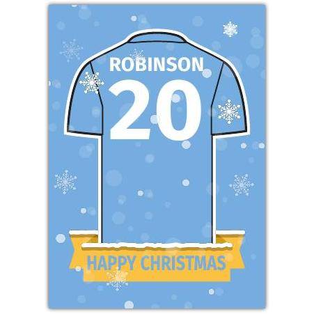 Soccer Jersey Christmas Greeting - Light Blue Card