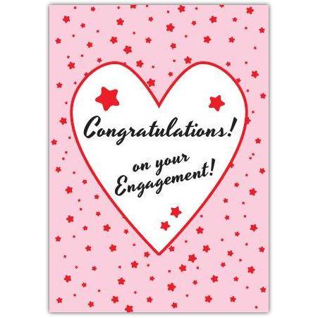 Engagement Pink Red Stars Greeting Card