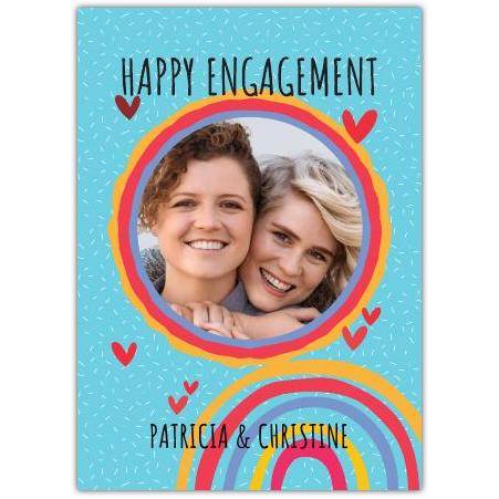 ENGAGEMENT PHOTO RAINBOW GREETING Card