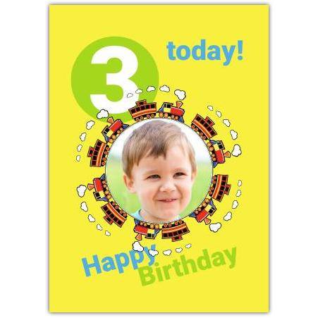 Birthday Age Train Photo Upload Greeting Card