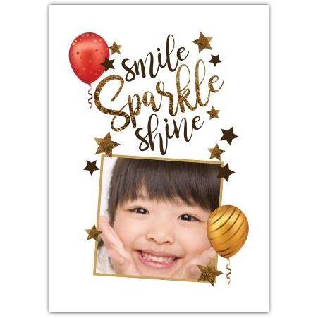 Glitter Balloon Photo Upload Greeting Card