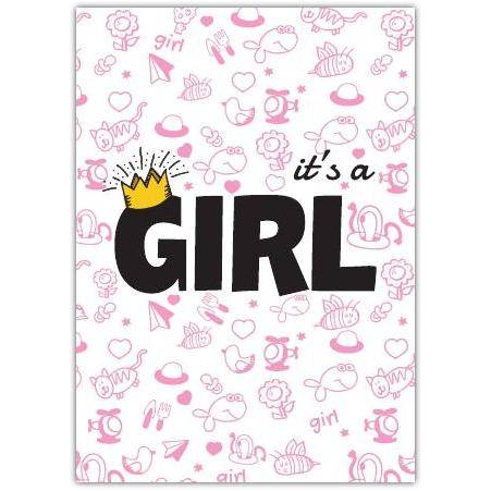 Baby Girl Cute Doodle Greeting Card