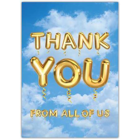 Thank You Gold Balloon Greeting Card