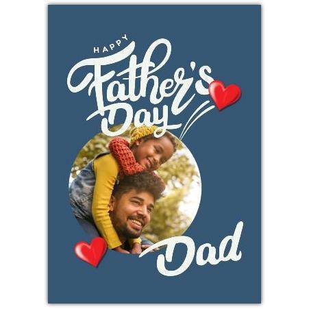 Fathers Day Blue Photo Upload Greeting Card