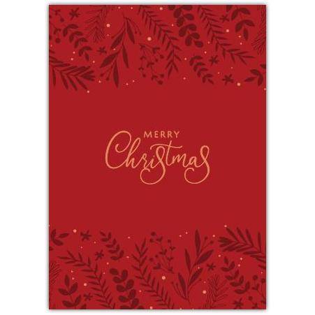 Merry Christmas Red Leaves Greeting Card