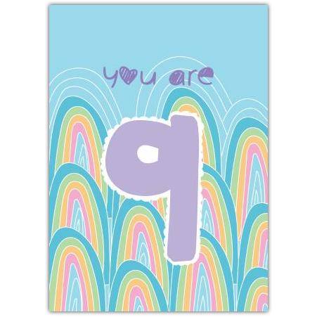 9th Birthday With Rainbows Card