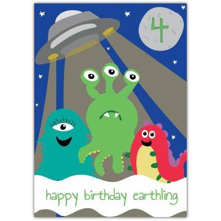 4th Earthling Birthday Card