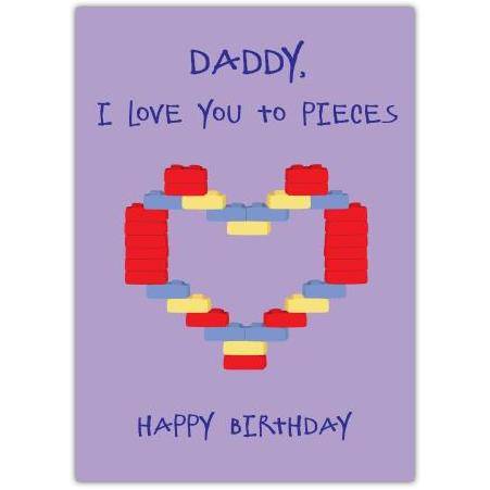 Heart Lego Daddy Birthday Card