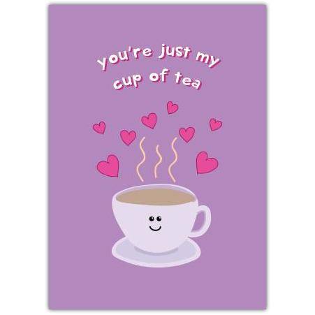 My Cup Of Tea With Hearts Card