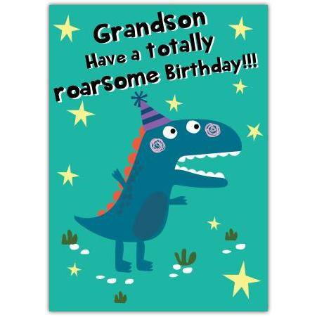 Happy Birthday Grandson Dino Fun Greeting Card