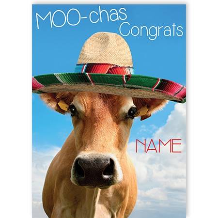 Cow hat greeting card personalised a5qcc18118ctsed