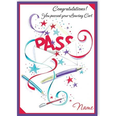 Letter pass greeting card personalised a5qcc820094leed