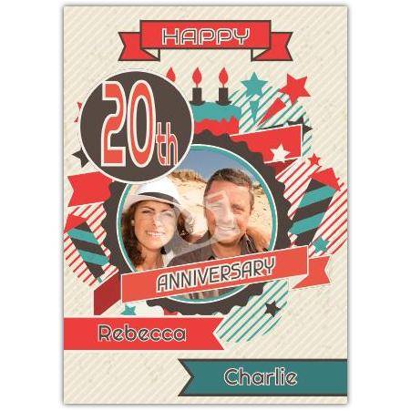 20th Wedding Anniversary china greeting card personalised a5pzw2016003379