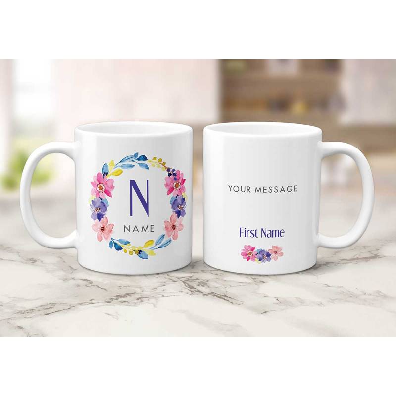 Any Name Any Message Floral Personalised Mug