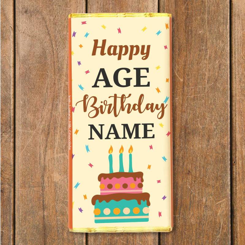 Happy Birthday Cake Design Personalised Chocolate Bar