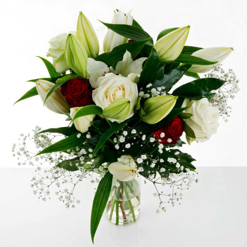 The Lavish Lilies & Roses Fresh Flowers Bouquet