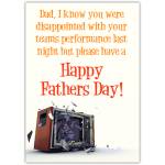 Funny Fathers Day Card Disappointed with Your Team Sports TV Shattered Design