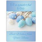 Personalised Blue Easter Eggs and Pussy Willow Spring Greeting Card with Custom Text