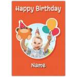 Personalised Happy Birthday Card with Gorilla and Balloons Photo Insert for Kids