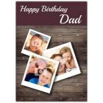 Personalised Wooden Table Birthday Card for Dad with Photo Collage Design