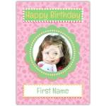 Personalised Pink Happy Birthday Card with Photo Frame for Child