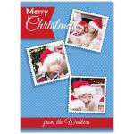 Personalised Three Photo Christmas Card with Red Santa Hat Design